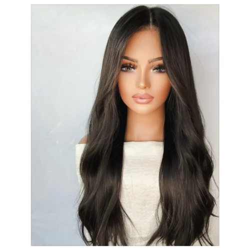 European long black wig