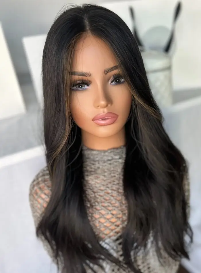 lacetop gluless wig, brown dark