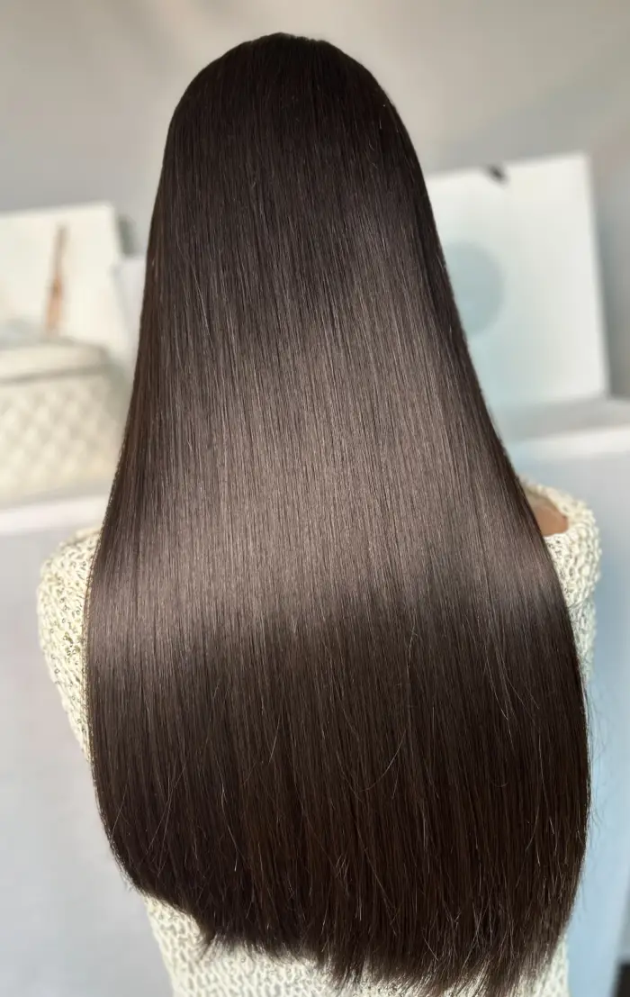 virgin long dark brown hair