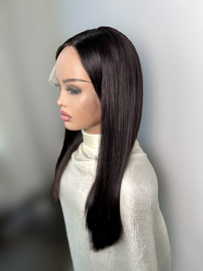 straight dark brown virgin hair wig