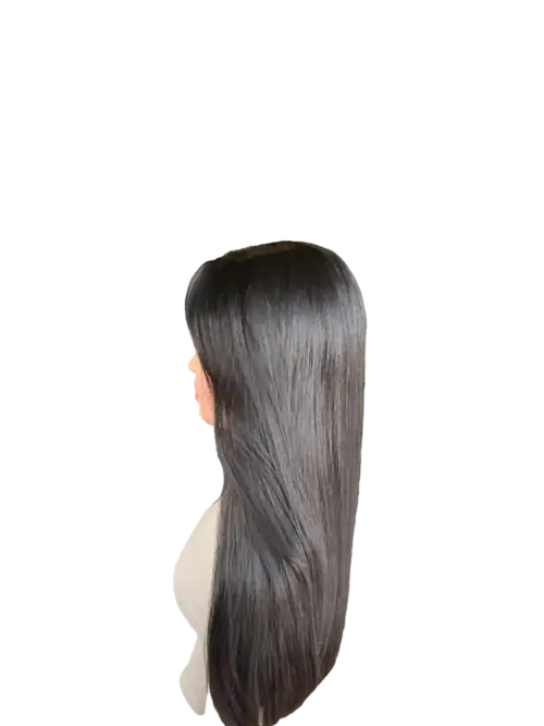 long dark brown straight virgin wig