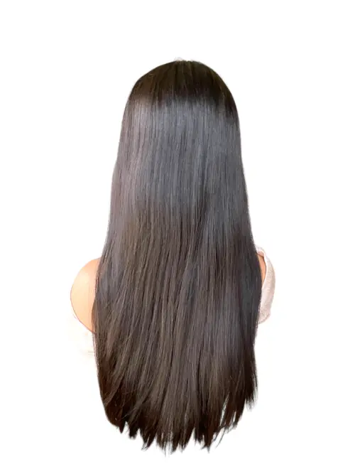 Long, straight, black hair wig.