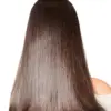 Long, straight brown hair from behind.