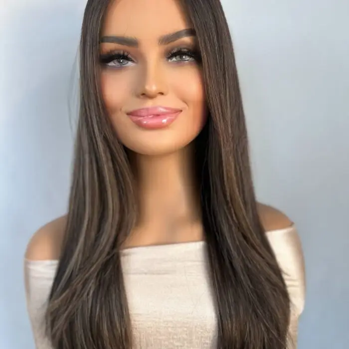 Dark cook ash wig with highlights