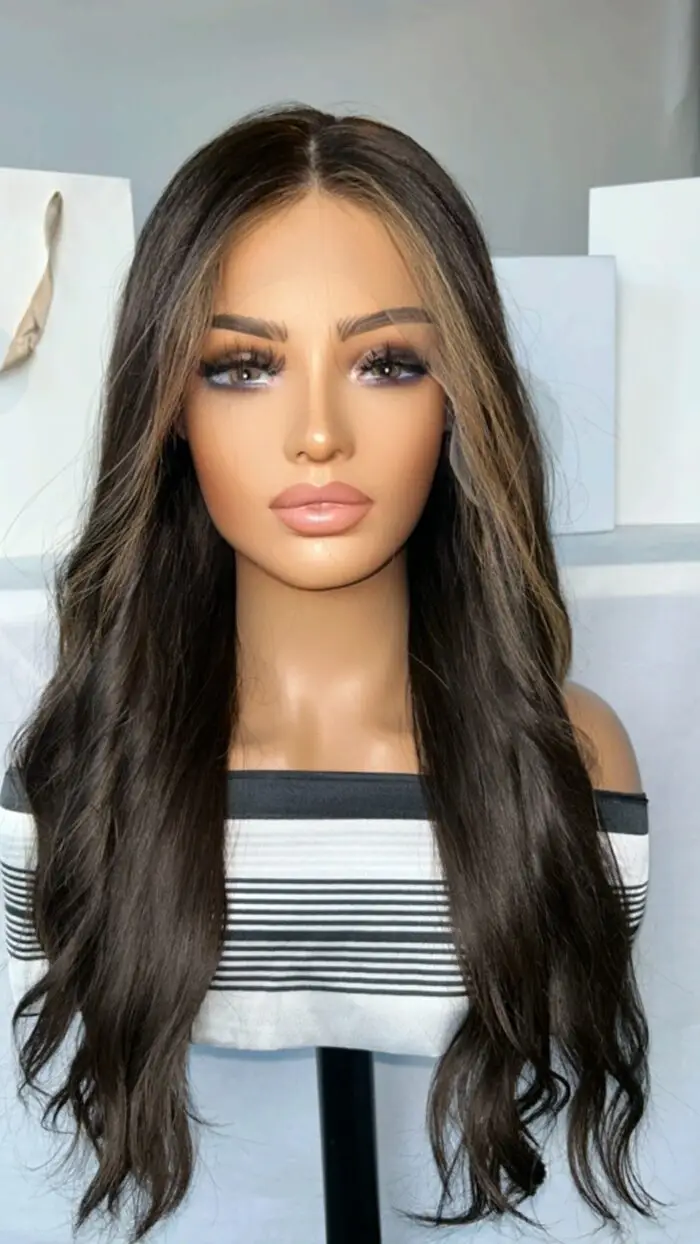 Virgin European wig. long dark brown