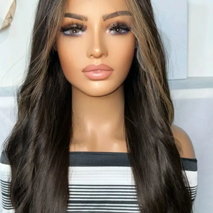 Virgin European wig. long dark brown