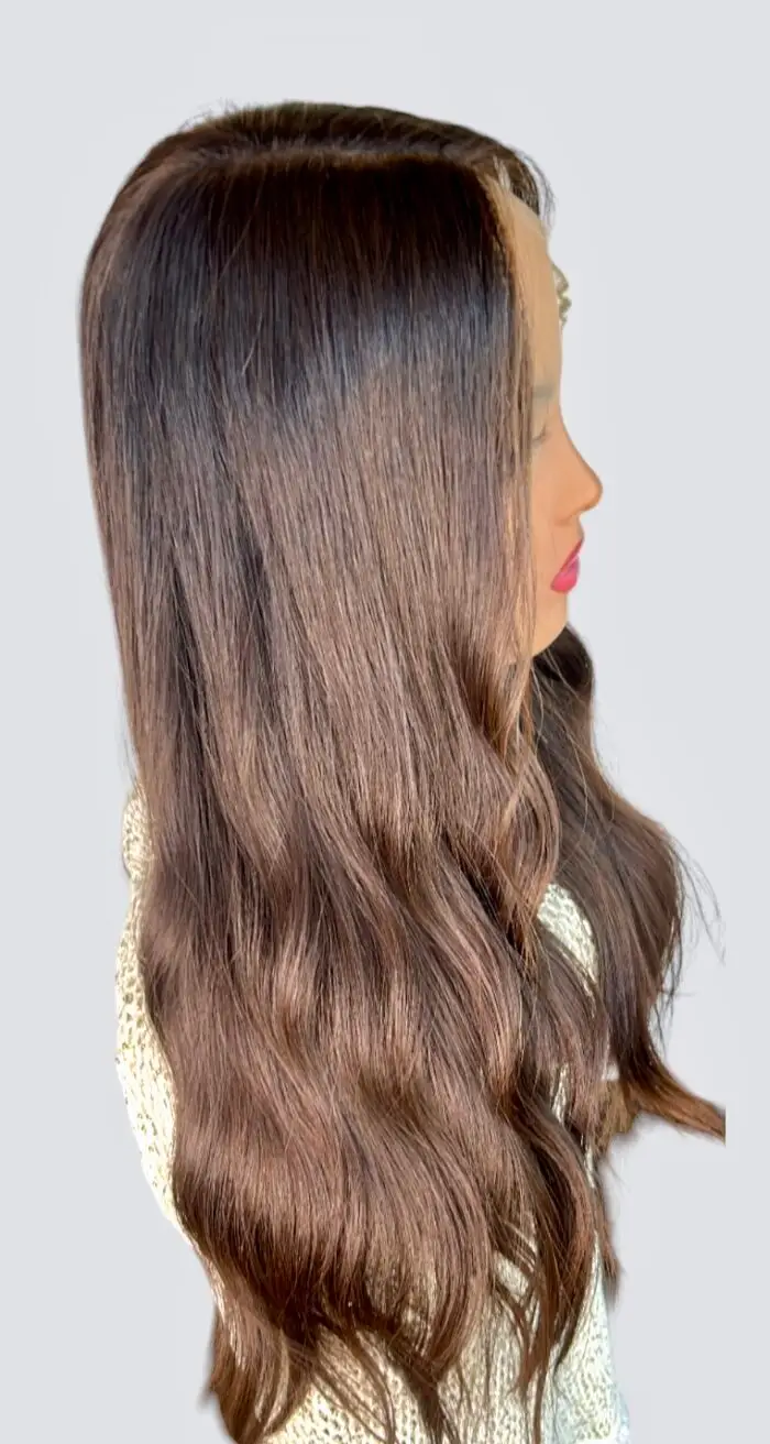 textured wavy curly brown long wig