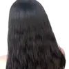 Here's an alt tag for the image: Black wavy bob wig.