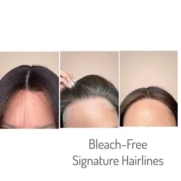 Three different bleach-free hairline styles.