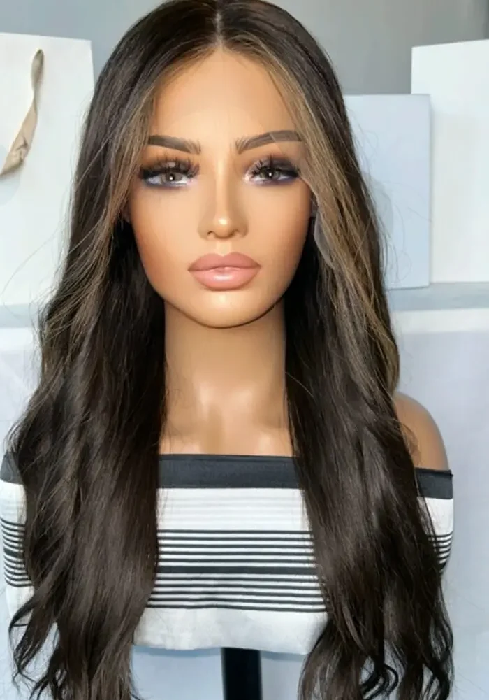 Virgin European wig. long dark brown